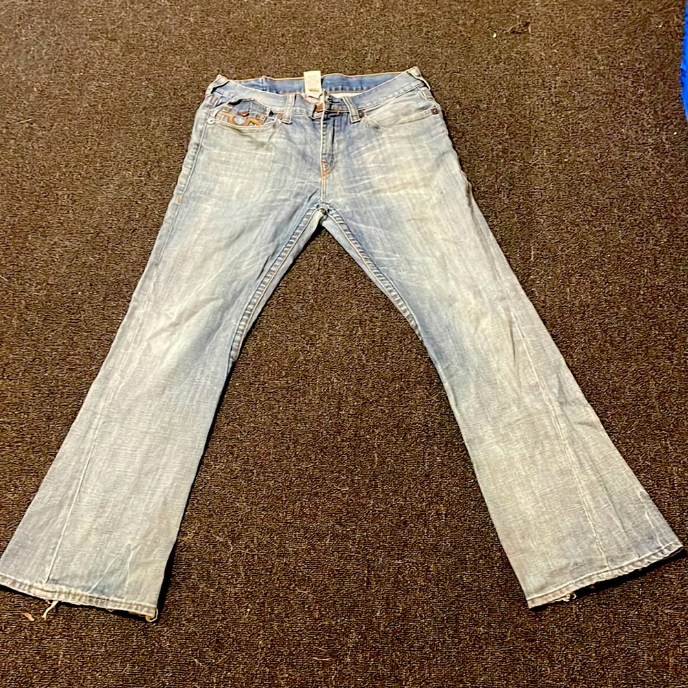 True Religion, Size 36 , slim straight, ‘Rockstar’ jeans , #rippedjeans